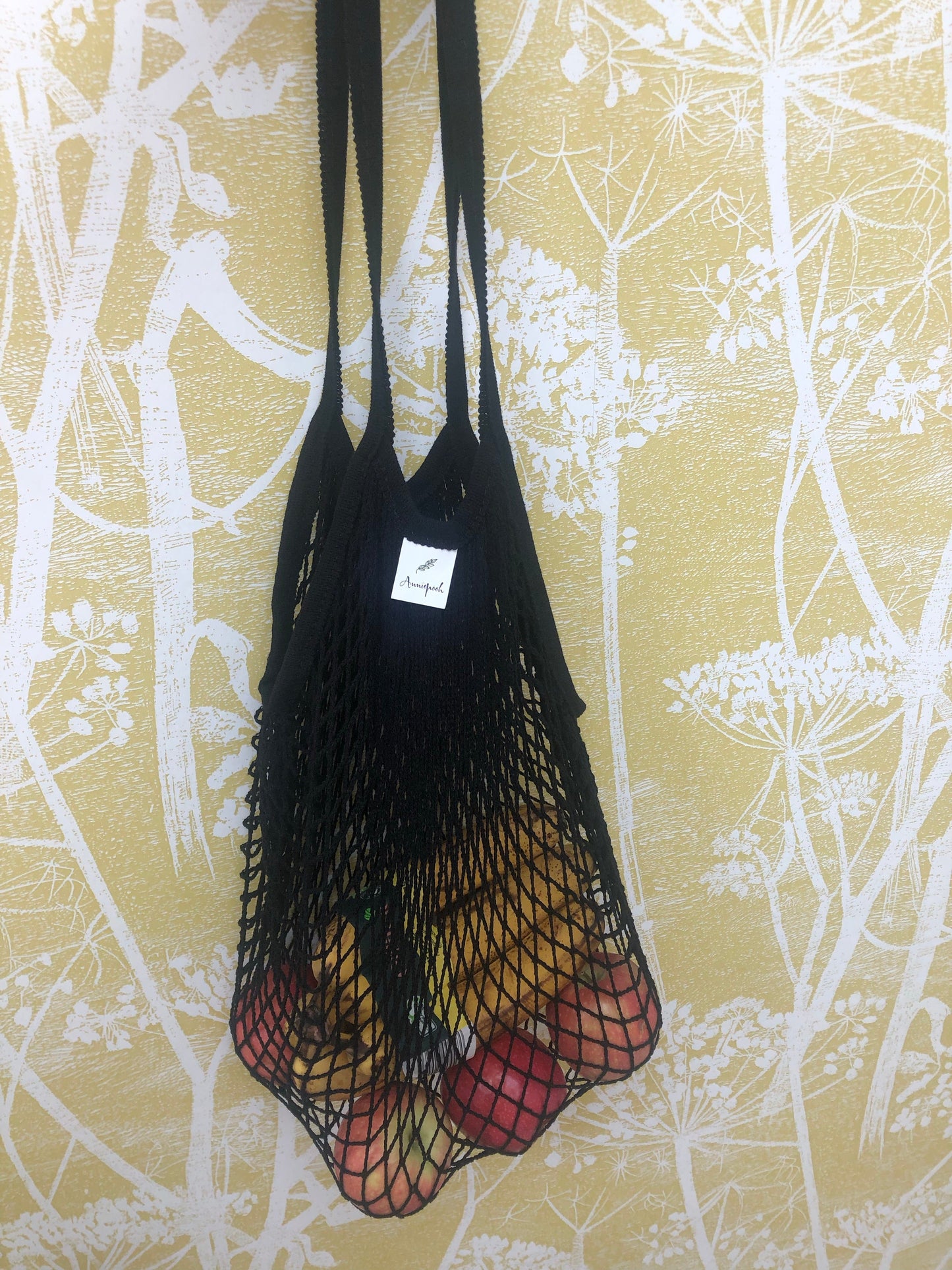 Anniepooh Black Granny’s String Bag Long handles