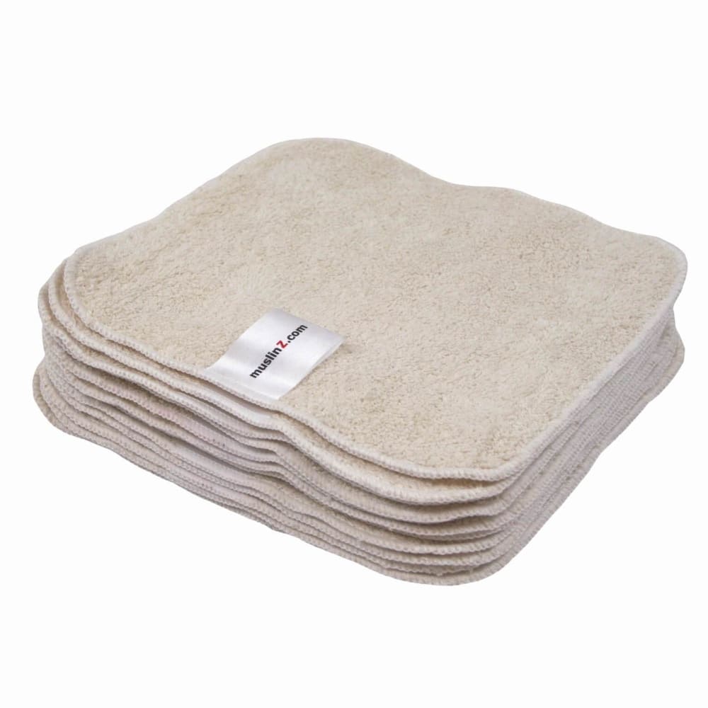 Ecoanniepooh Reusable Bamboo/Cotton Terry Wipes Unbleached (12 pack)