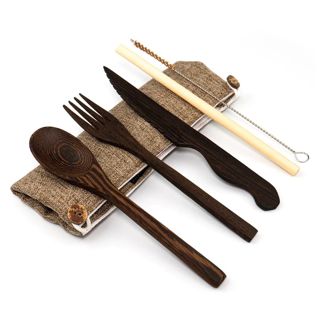 Ecoanniepooh Wheat Wooden on the go Cutlery Set