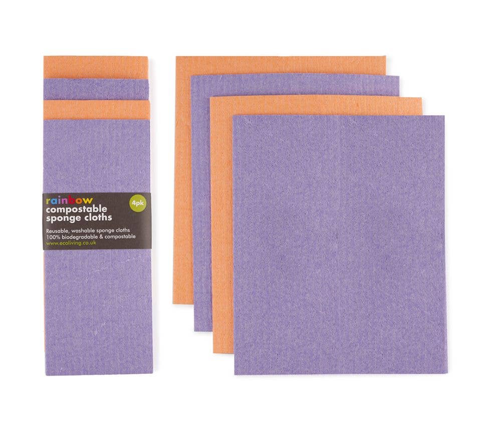 ecoLiving Compostable Sponge Cleaning Cloths - Rainbow Bright