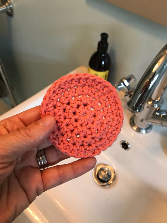 Real knits Coral Handmade Cotton Face Cleansing Pad (Scrubbies)