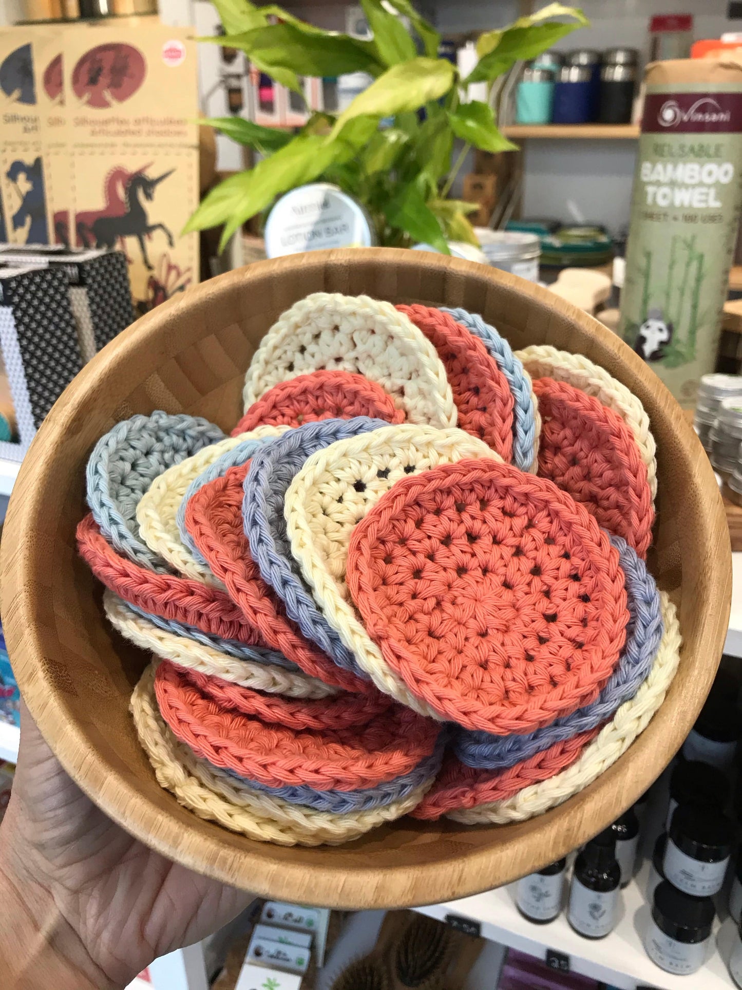 Real knits Purple Handmade Cotton Face Cleansing Pad (Scrubbies)