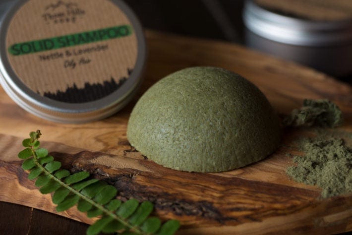 Three Hills Oily hair - Nettle and Lavender Three Hills solid shampoo in tin