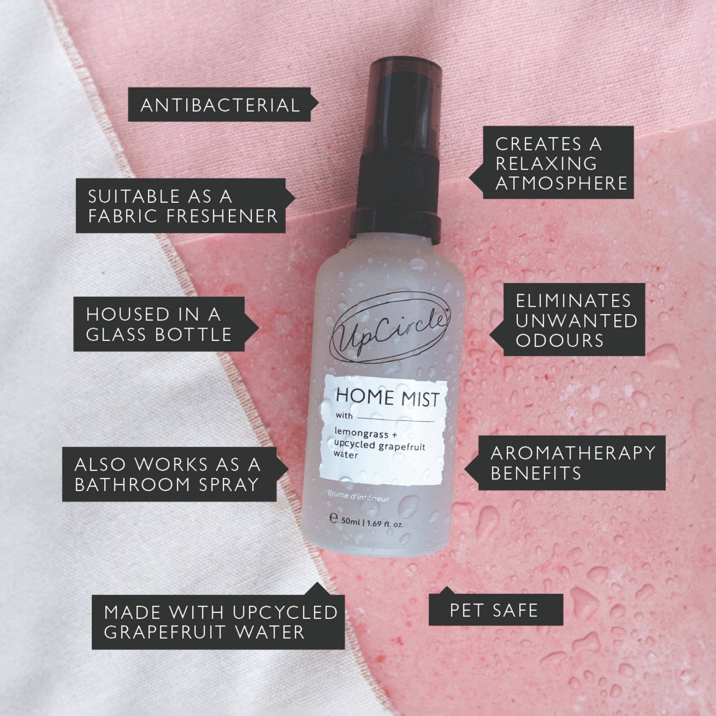 UpCircle Beauty Europe Home Mist with Lemongrass + upcycled Grapefruit Water