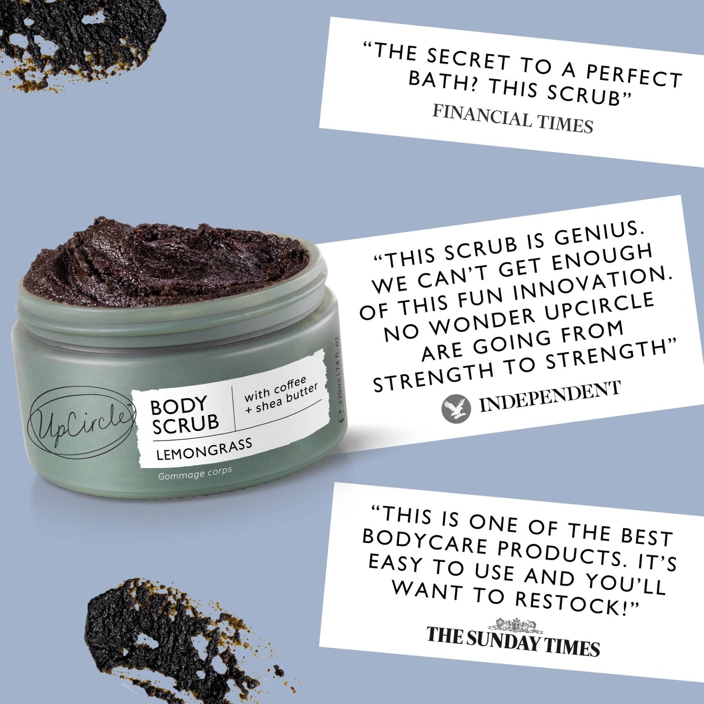 UpCircle Beauty Europe Vegan Eco Summer Lemongrass Body Scrub with Coffee + Shea Butter