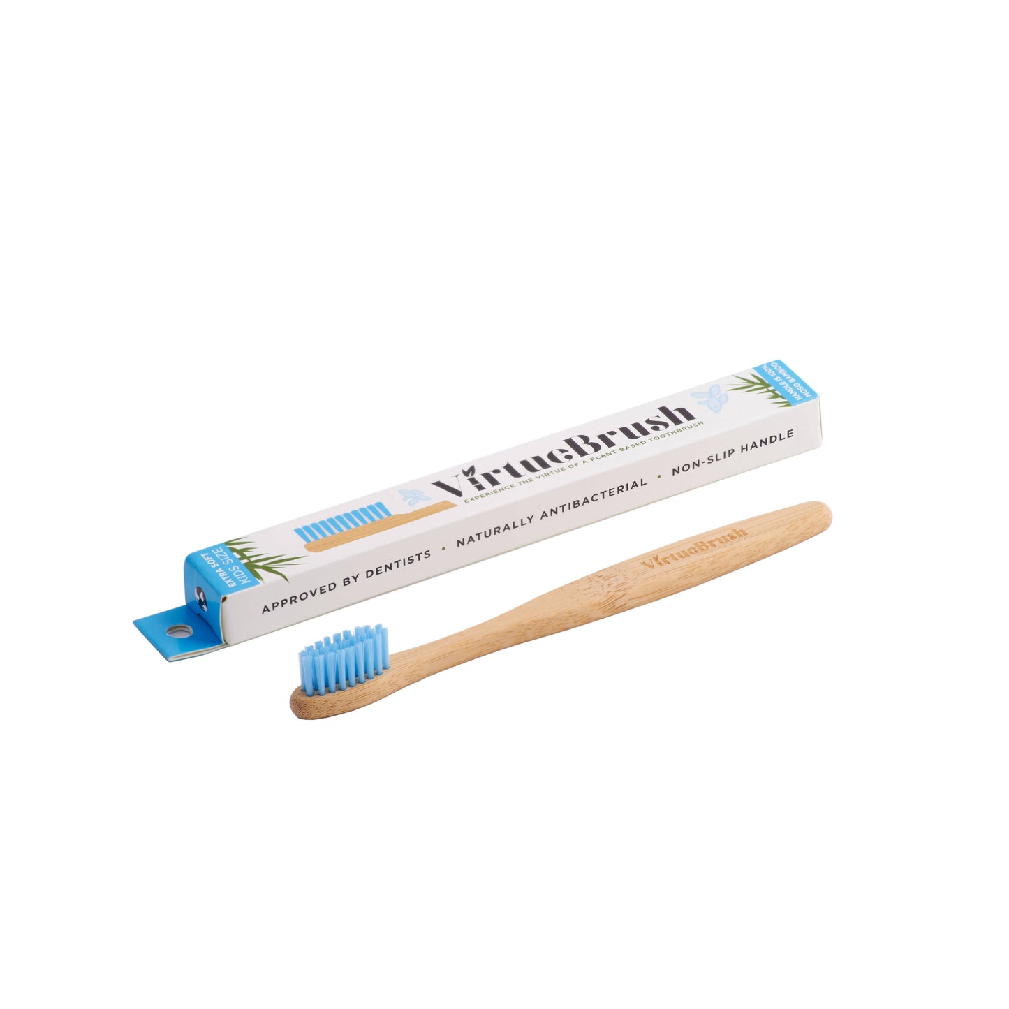 VirtueBrush Blue Kids Size Soft Bamboo Toothbrush