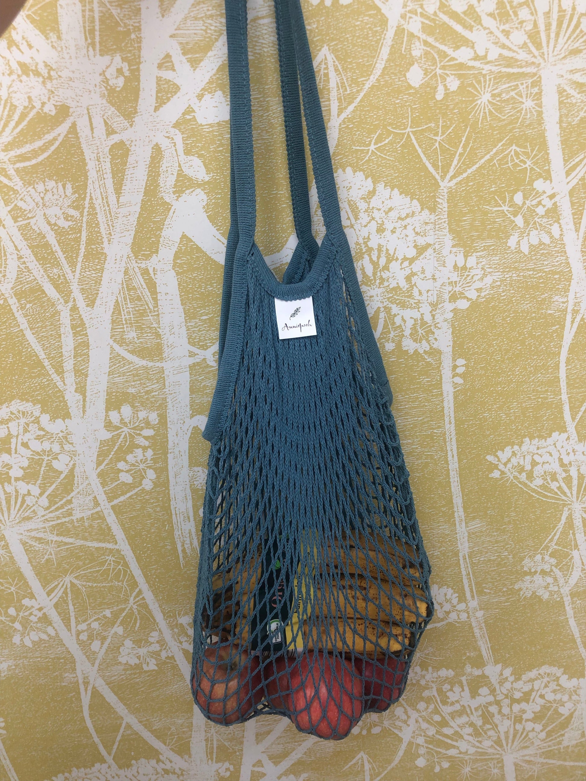 Anniepooh Blue/Grey Granny’s String Bag Long handles