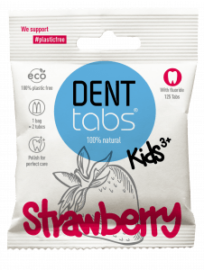 Denttabs Fluoride (500ppm) Kids strawberry toothpaste tablets