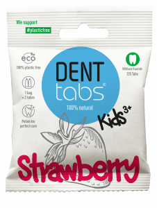 Denttabs Fluoride Free Kids strawberry toothpaste tablets