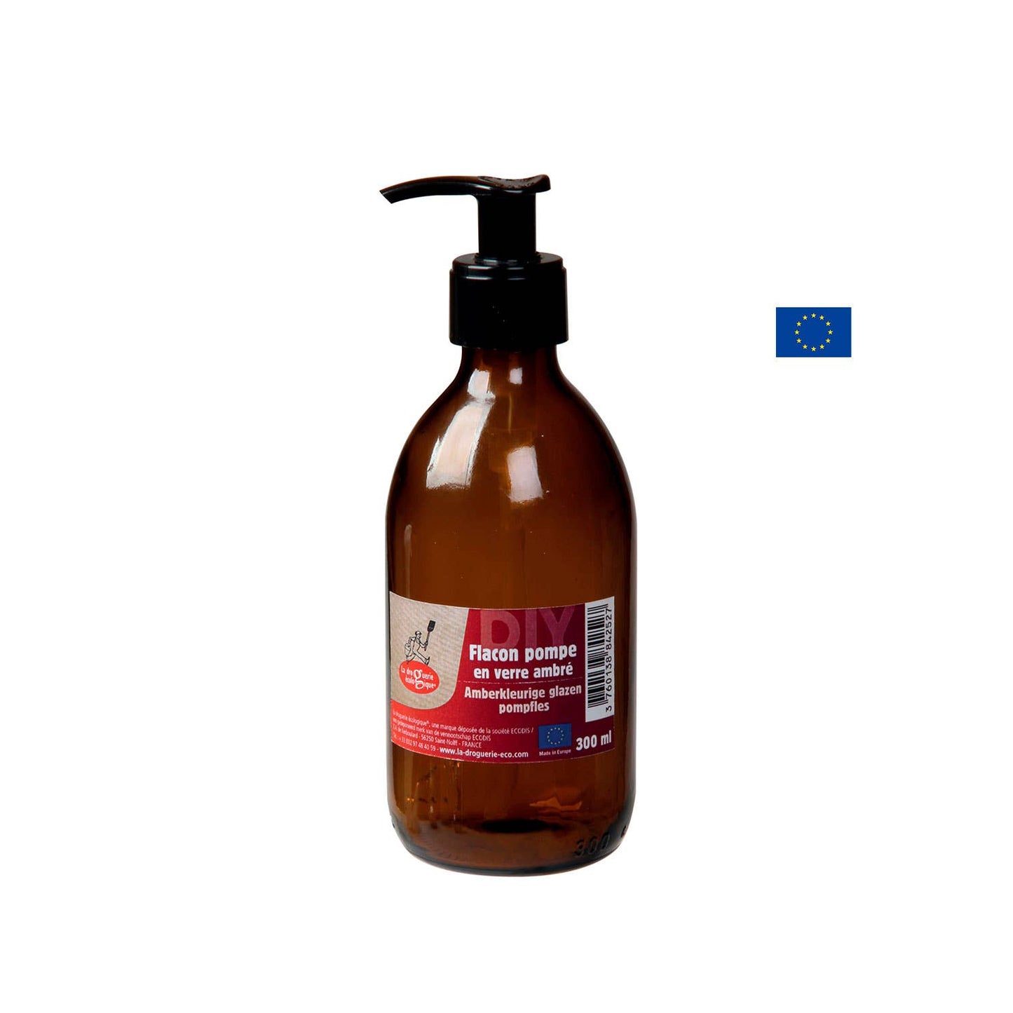 Ecodis - Grand Beau Amber Glass Pump Bottle 300ml - La Droguerie