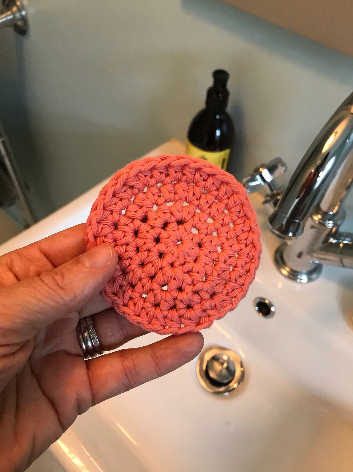 Real knits Coral Handmade Cotton Face Cleansing Pad (Scrubbies)
