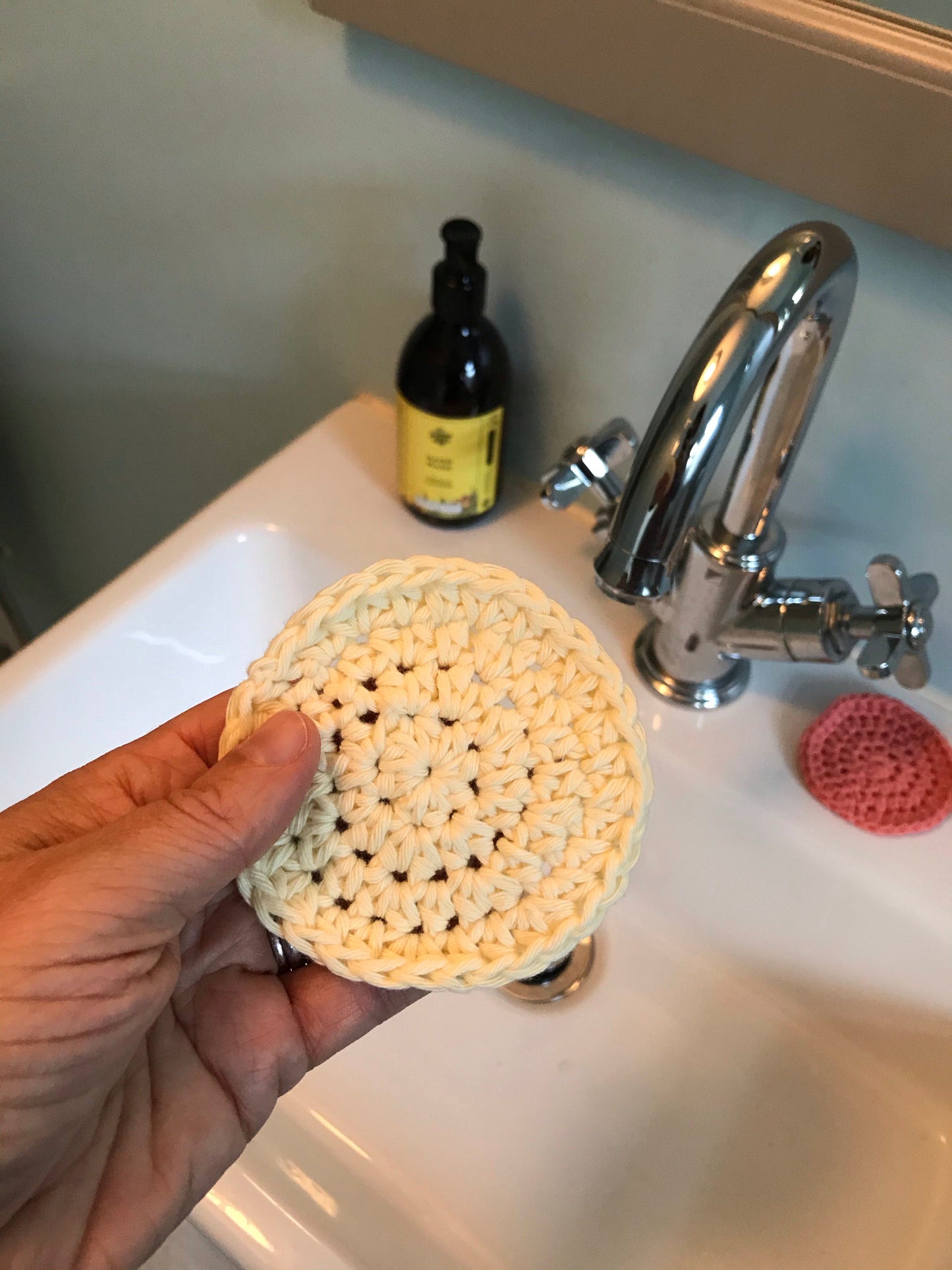 Real knits Cream Handmade Cotton Face Cleansing Pad (Scrubbies)