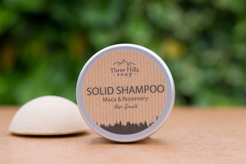 Three Hills Hair growth - Maca and Rosemary Three Hills solid shampoo in tin