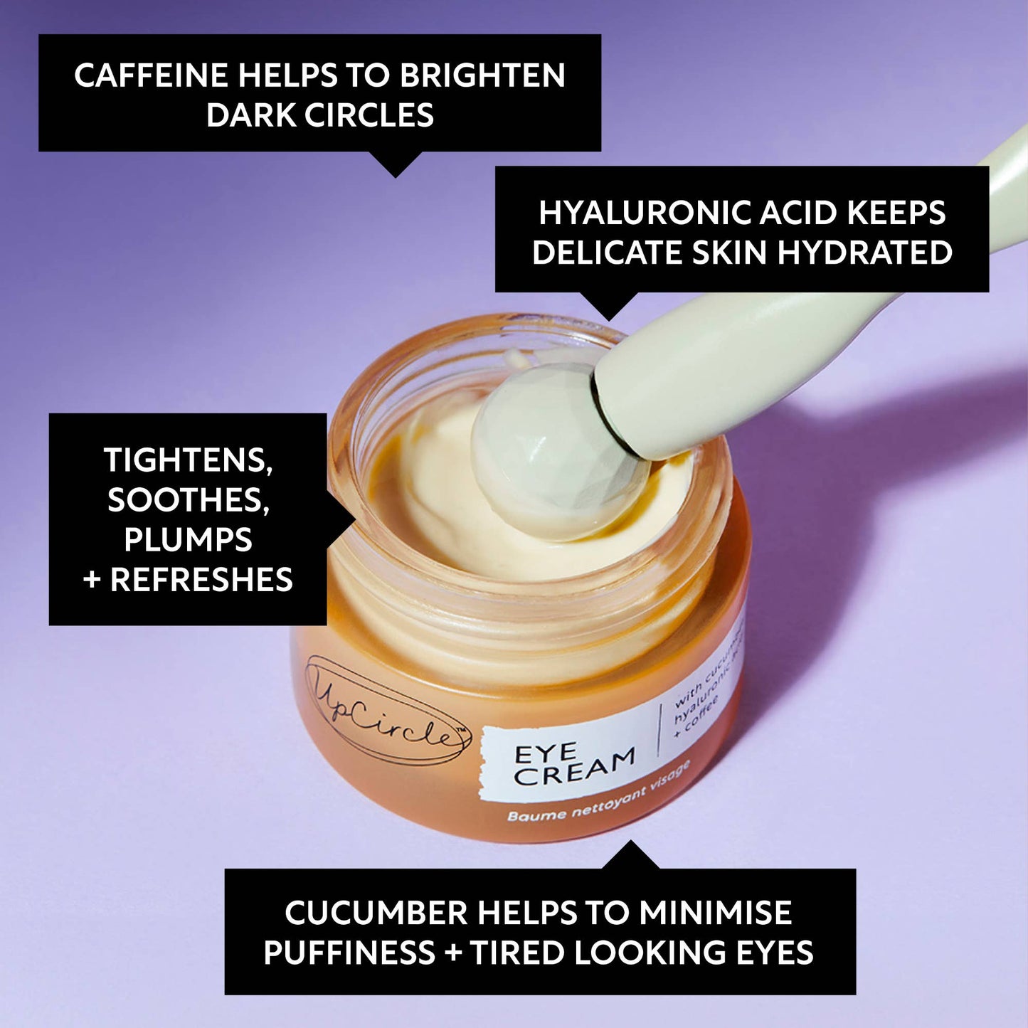 UpCircle Beauty Europe Eco Eye Cream with Cucumber, Hyaluronic Acid + Coffee