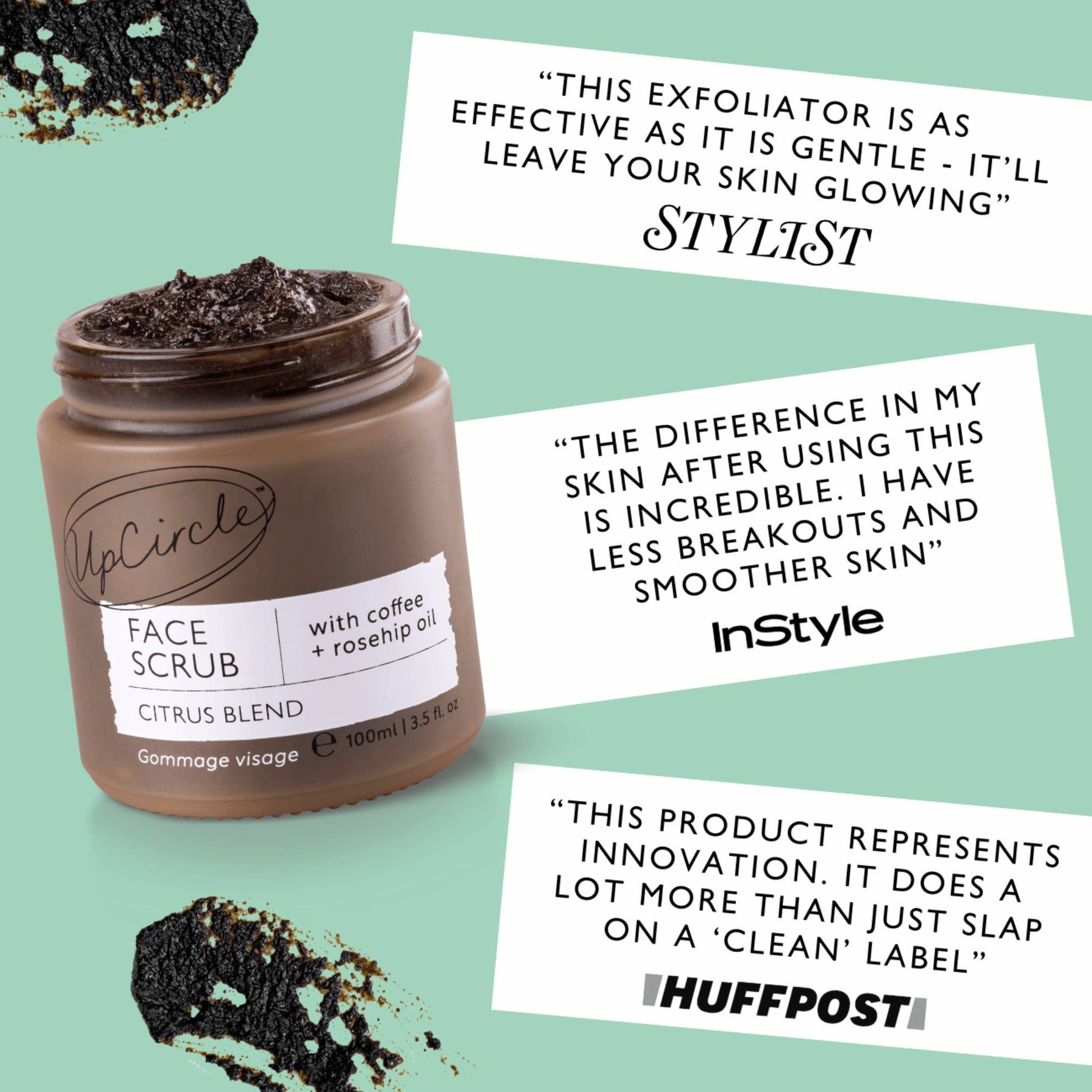 UpCircle Beauty Europe Eco Friendly Coffee Face Scrub [Citrus] Vegan Exfoliator