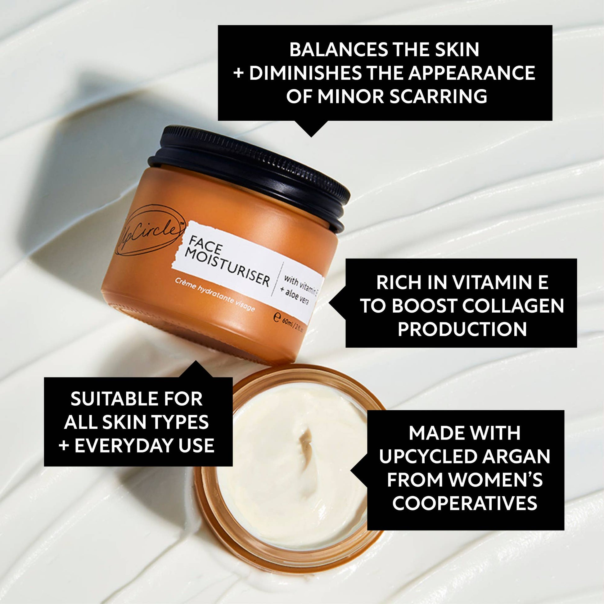 UpCircle Beauty Europe Face Moisturiser with Vitamin E + Aloe Vera - Eco Day Cream