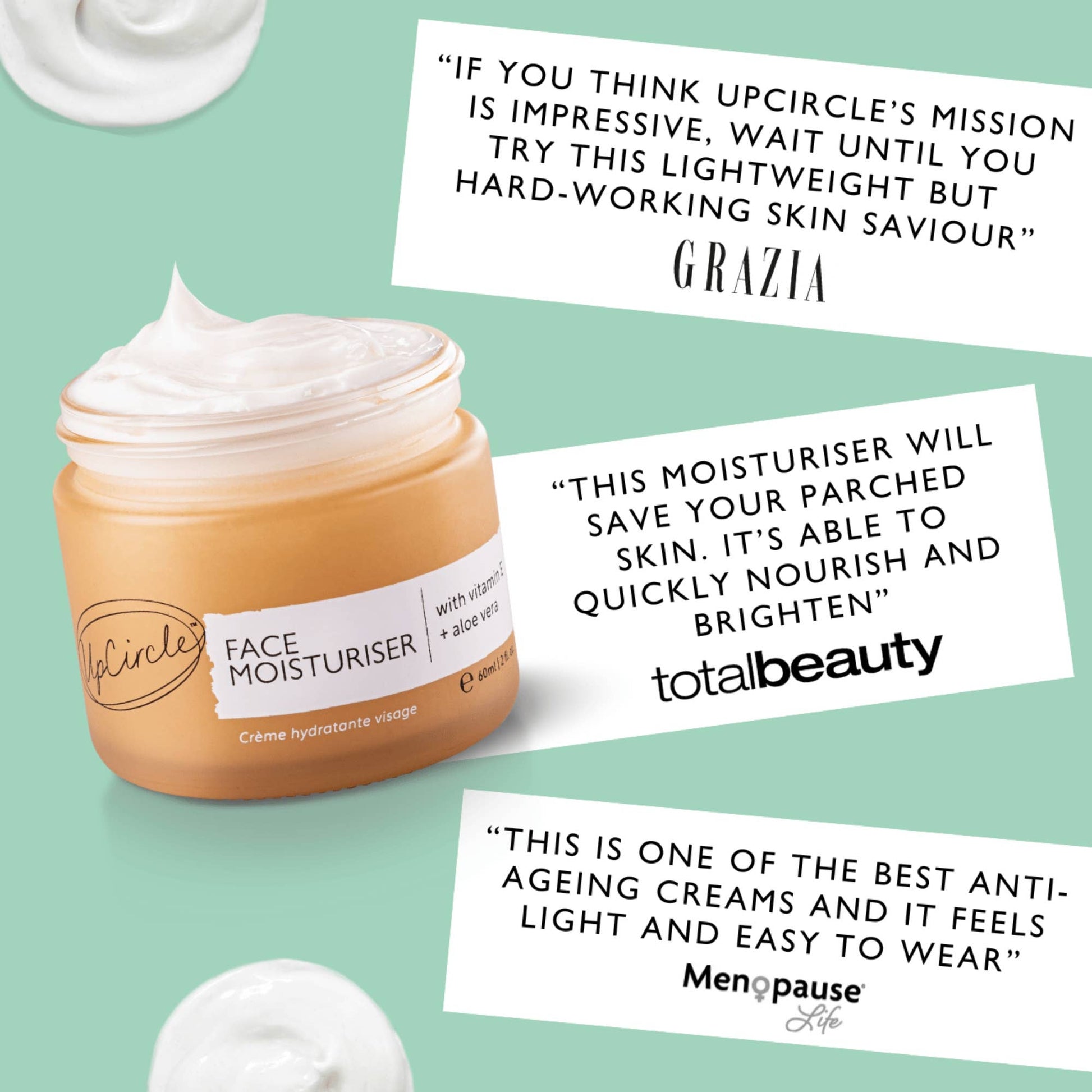 UpCircle Beauty Europe Face Moisturiser with Vitamin E + Aloe Vera - Eco Day Cream