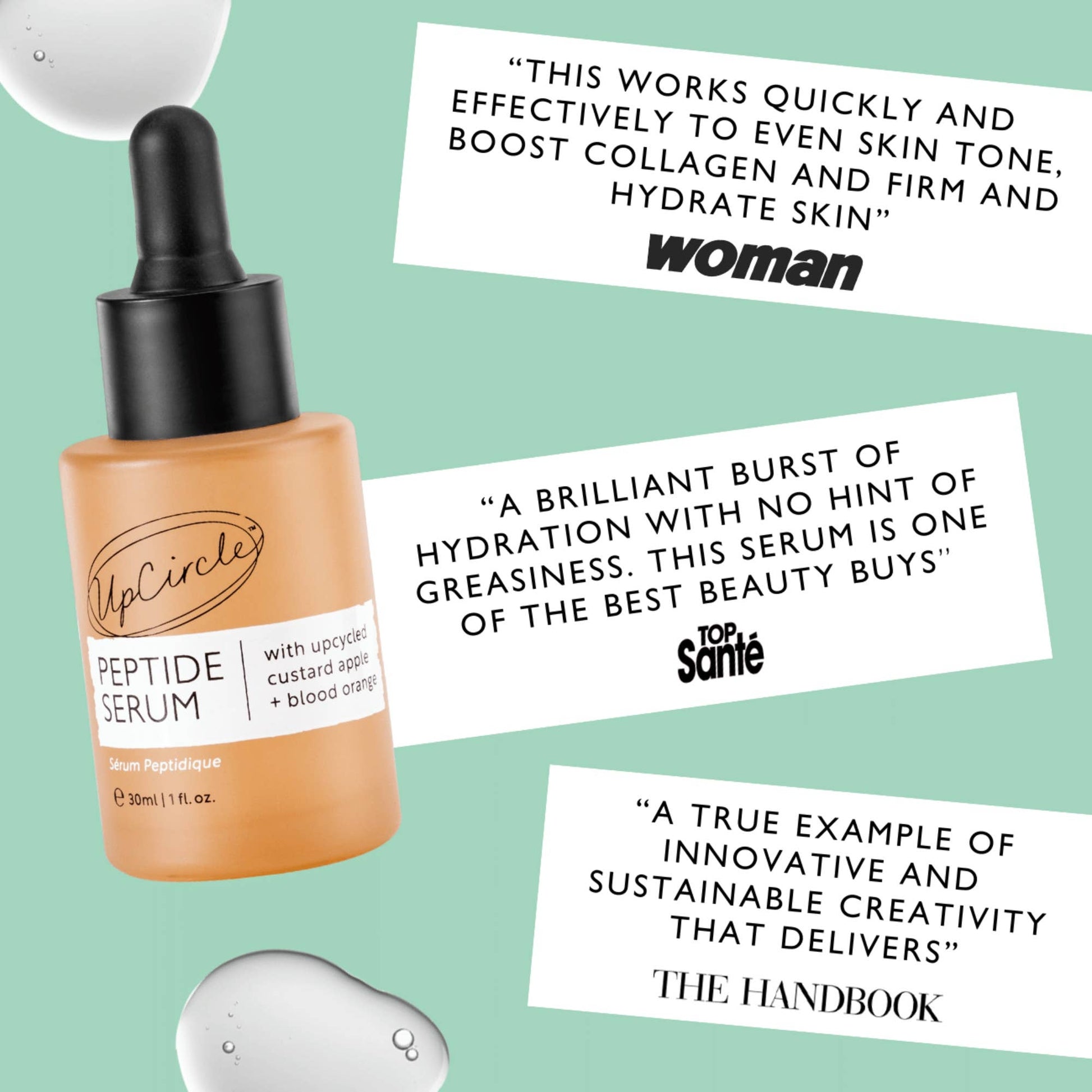 UpCircle Beauty Europe Vegan Eco Anti-Ageing Collagen Boosting Spa Peptide Face Serum