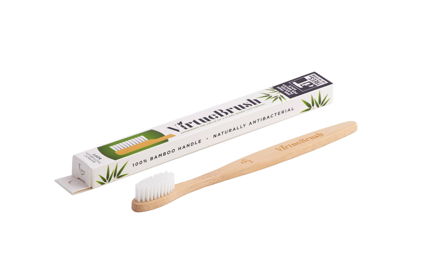 VirtueBrush Adult Flat White Bamboo Toothbrush