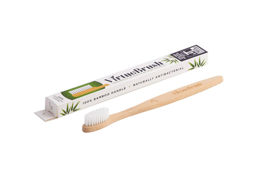 VirtueBrush Adult Flat White Bamboo Toothbrush