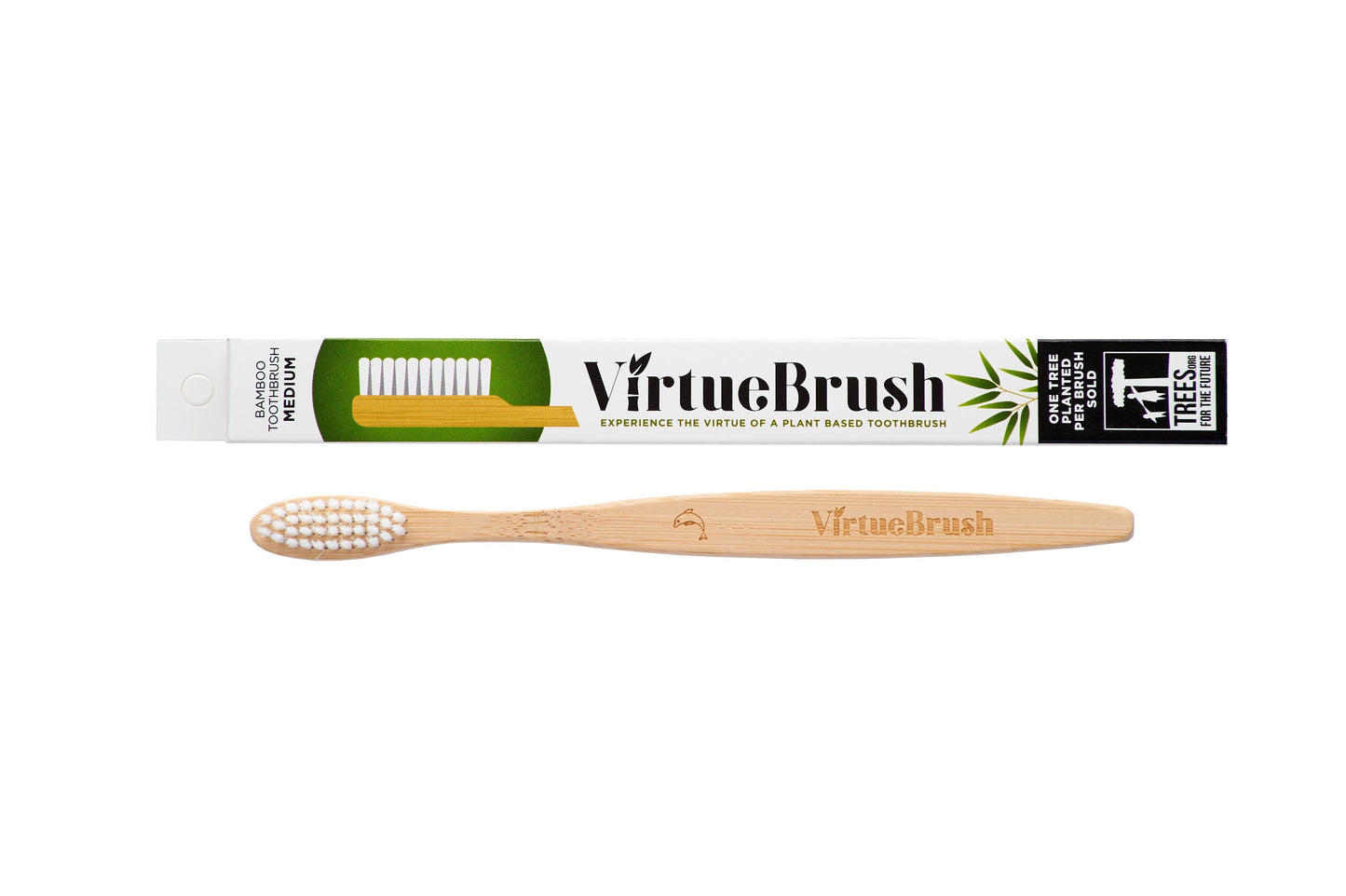 VirtueBrush Soft Adult Flat White Bamboo Toothbrush