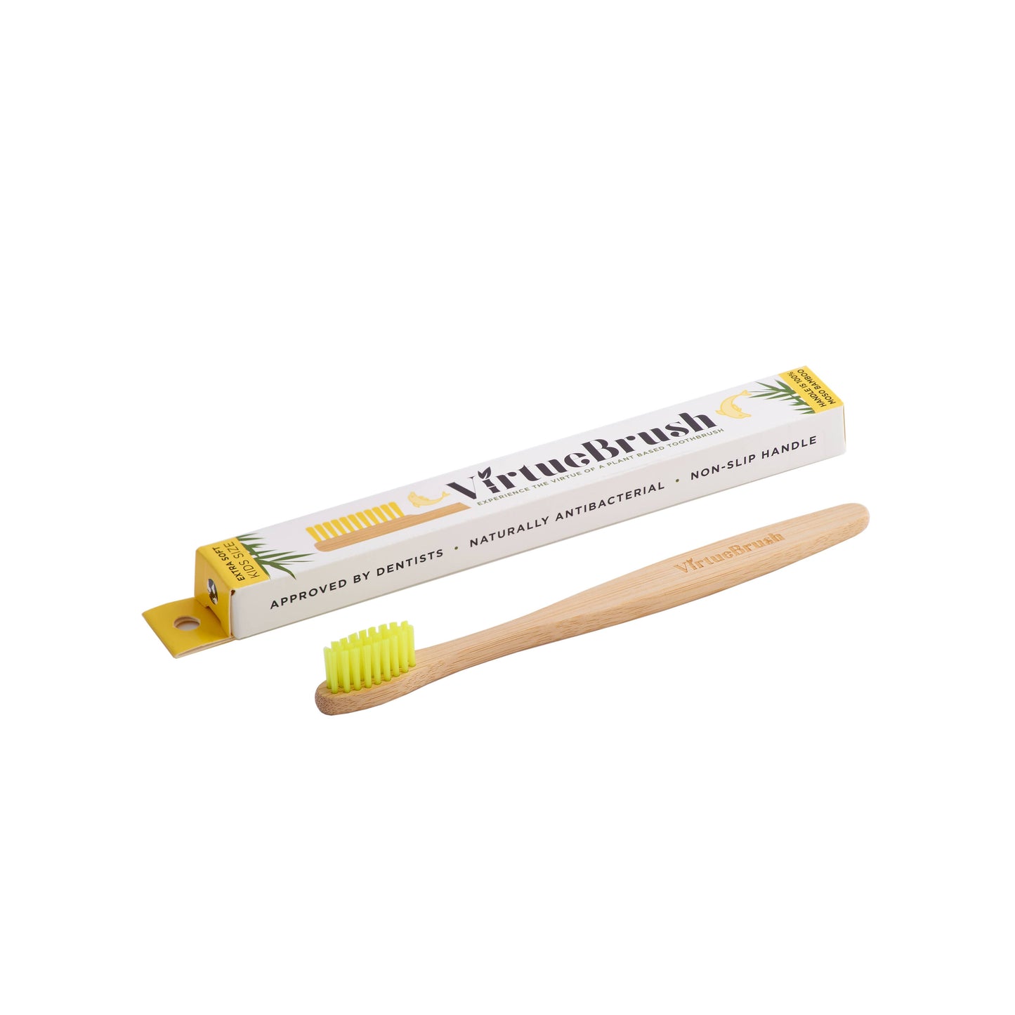 VirtueBrush Yellow Kids Size Soft Bamboo Toothbrush